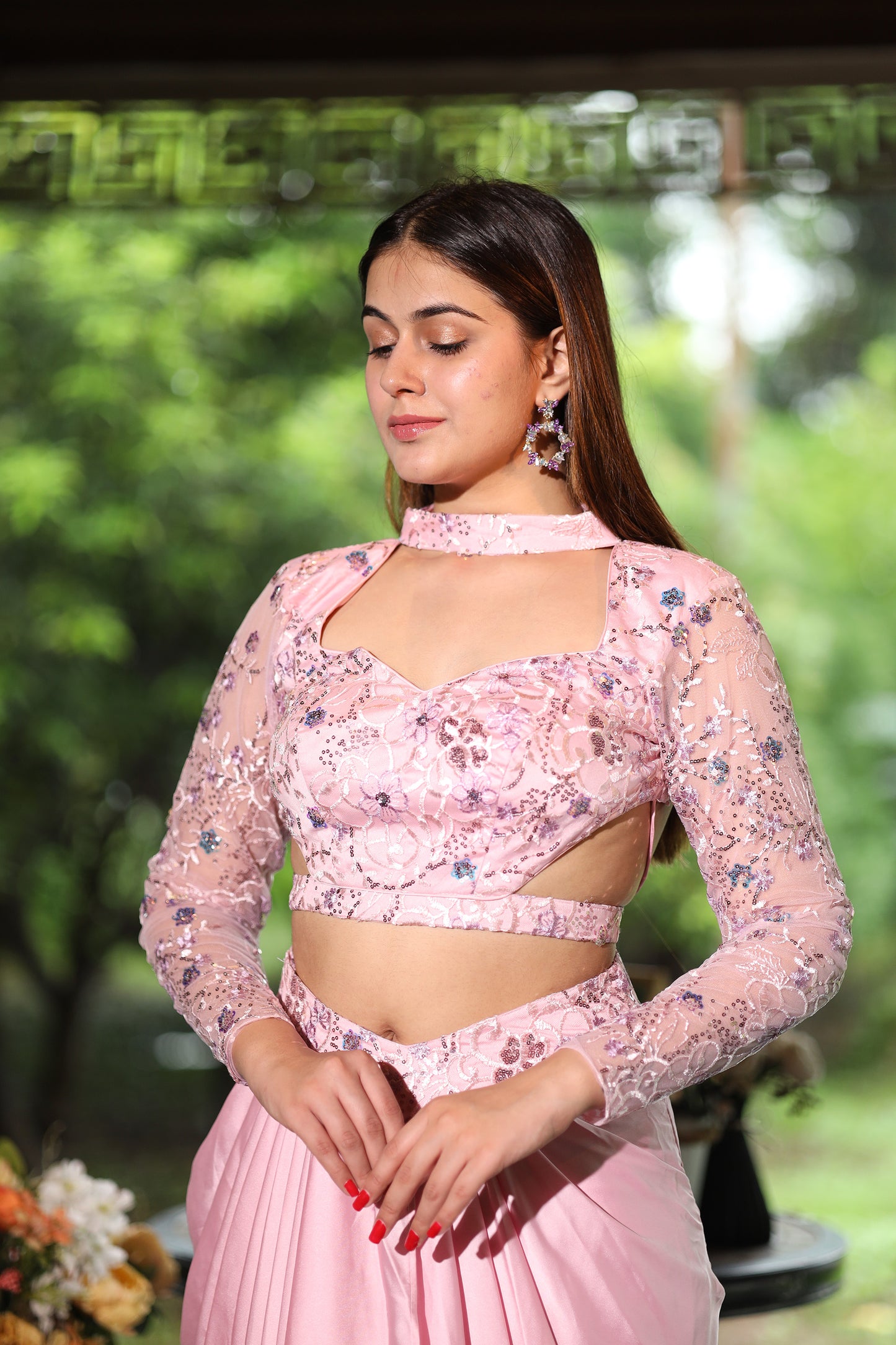 Orchid Pleats Pink Top & Pleated Skirt