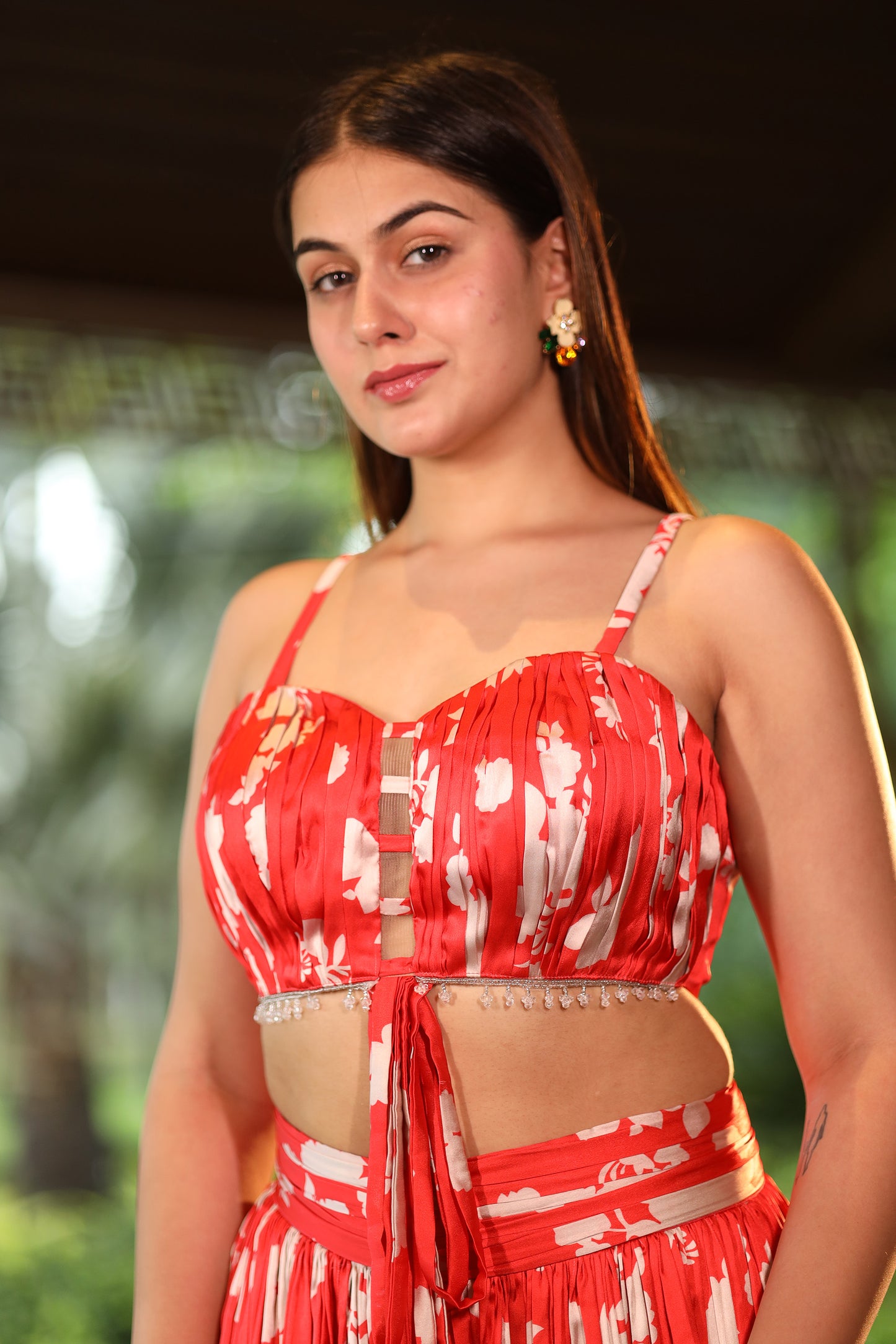 Scarlet Whisper Red Crop top & palazzo pants