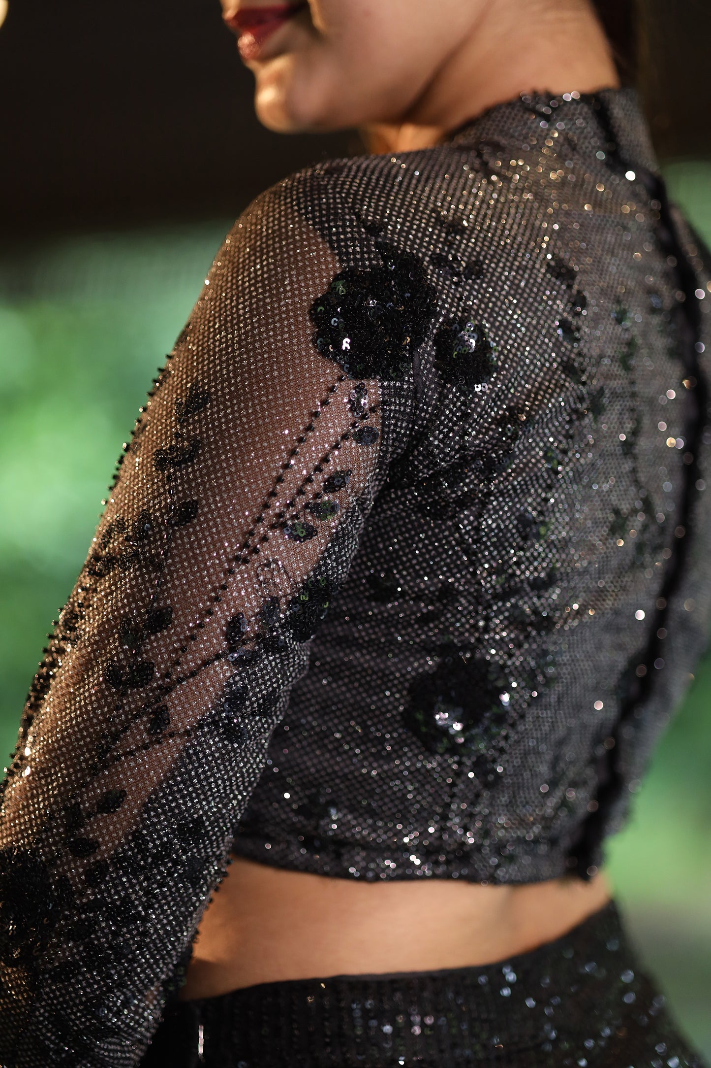 Eclipse Glow Black Crop Top & Bell Bottom