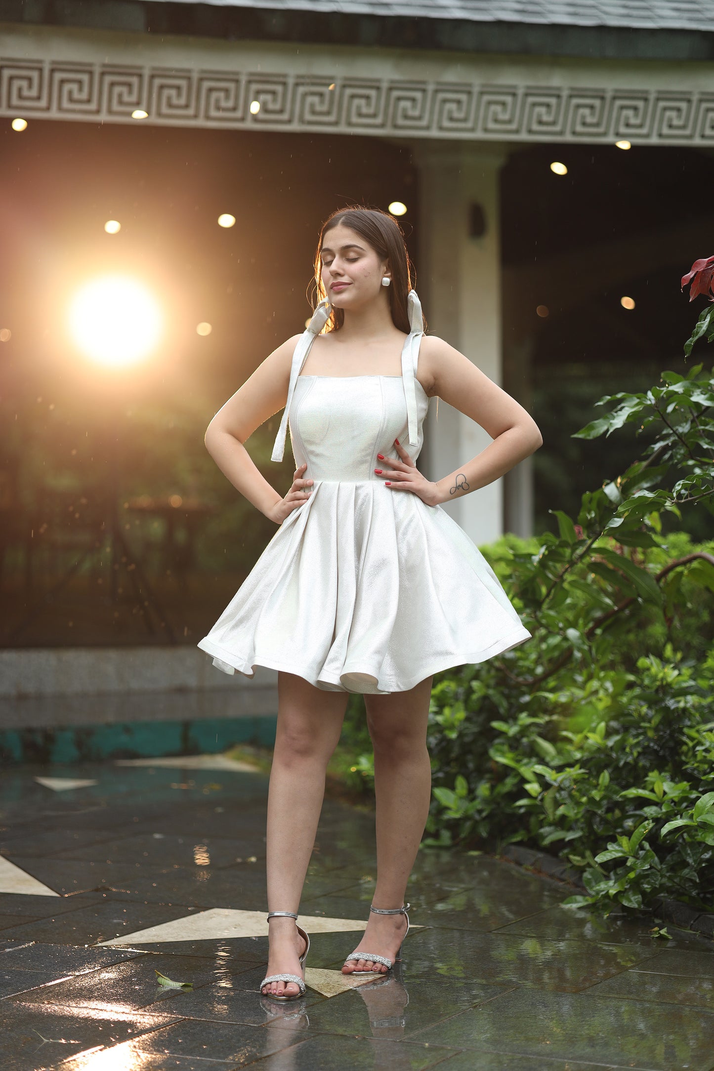 Starlit Doll Silver Shimmer mini Dress