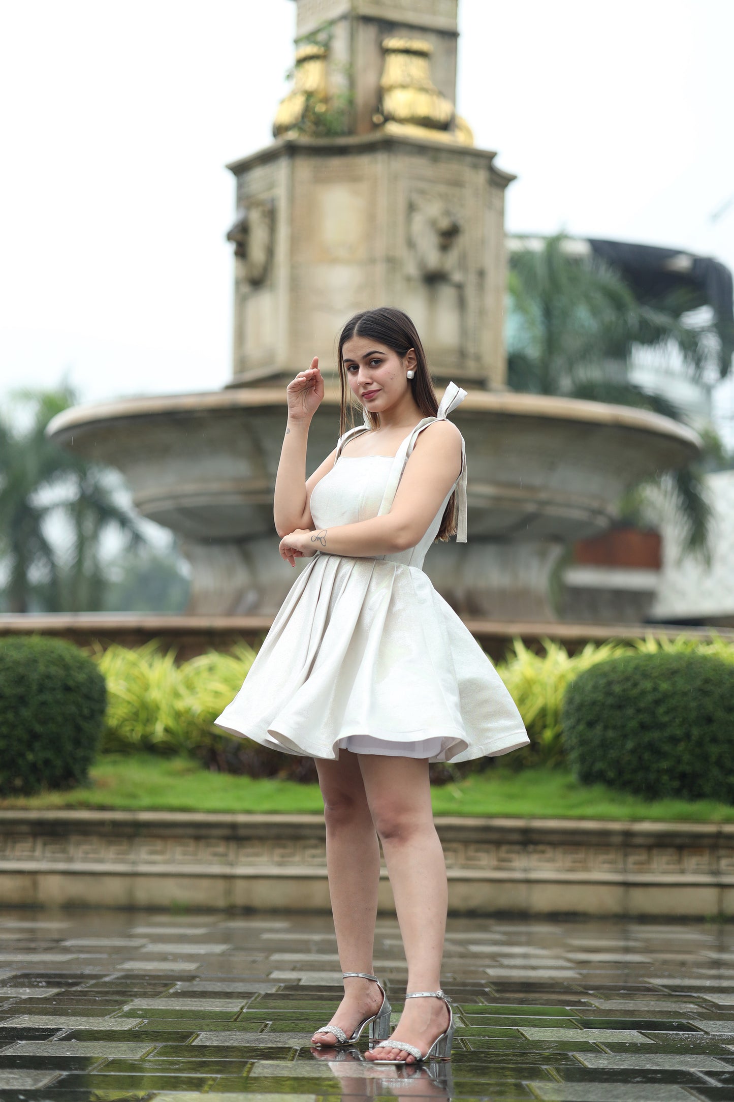 Starlit Doll Silver Shimmer mini Dress