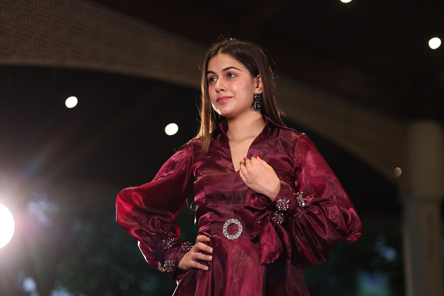 Deep Wine hues Peplum Top & Panf set