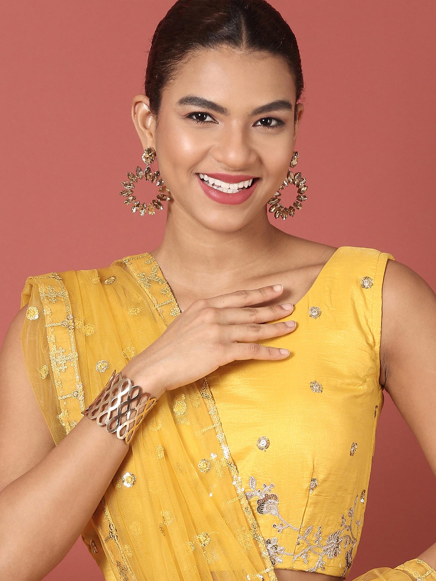 Mustard Net Sequinse Work Lehenga