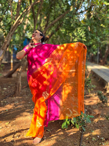 Rangila Assam Pink orange saree