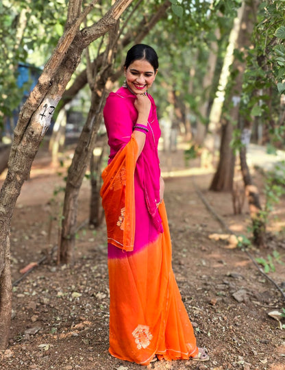 Rangila Assam Pink orange saree