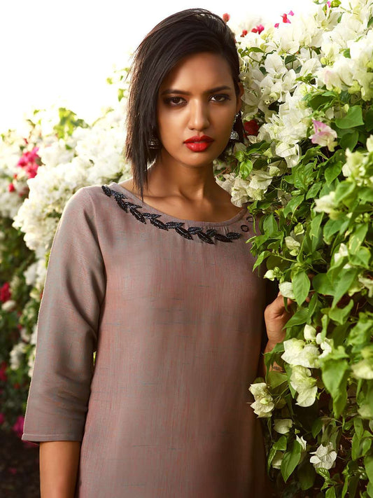 Rust Embellished Cotton A-Line Maxi Dress | Rescue