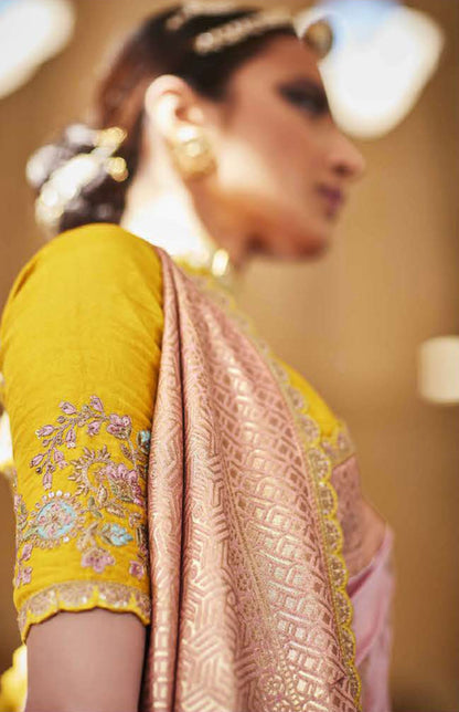 Pink Dola Silk Sequins Sindhuri Rani Wedding saree