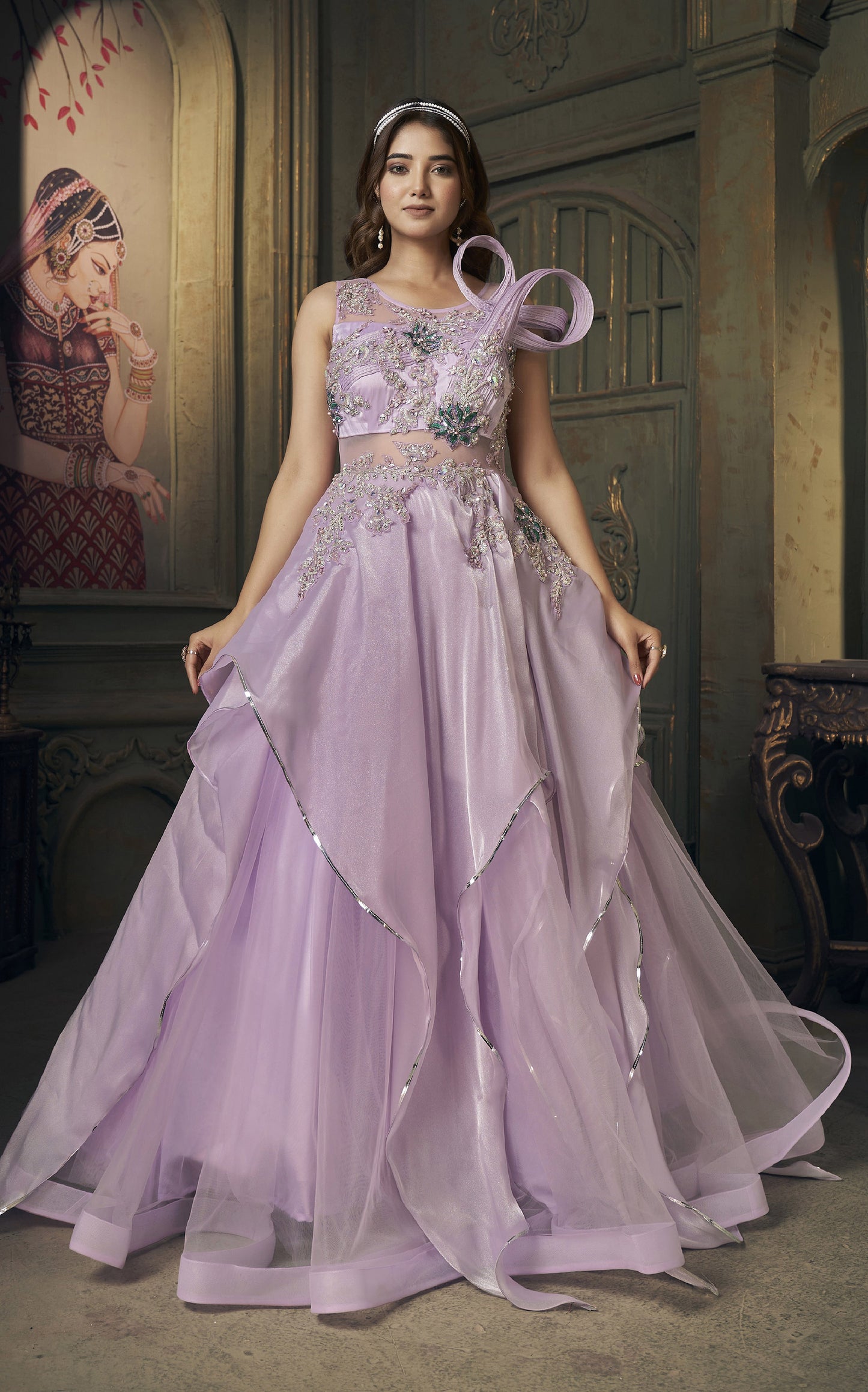 Purple Jimichoo Hand Embroidery Engagement Gown-S1047 – Mohi fashion