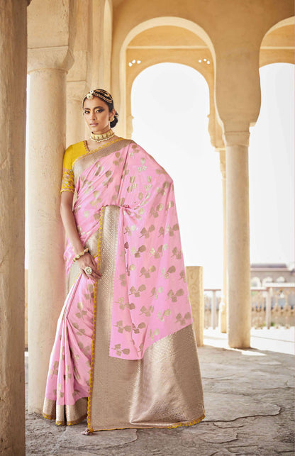 Pink Dola Silk Sequins Sindhuri Rani Wedding saree