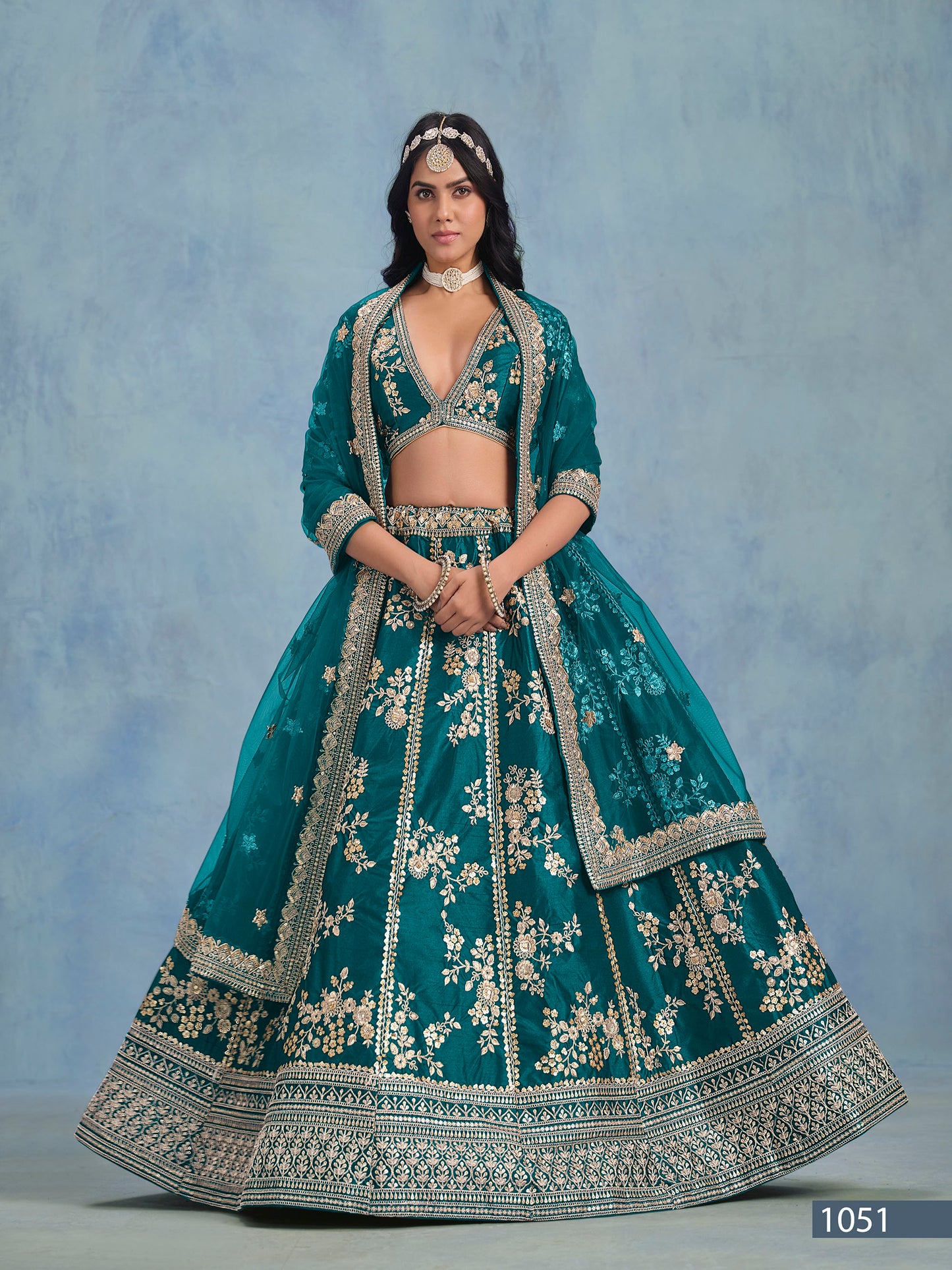 Green Art Silk Heavy Sequins and Thread Embroidered Bridesmaid Lehenga