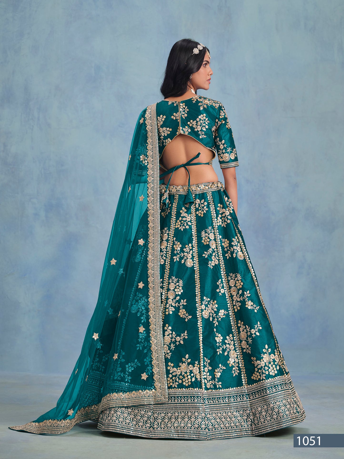 Green Art Silk Heavy Sequins and Thread Embroidered Bridesmaid Lehenga