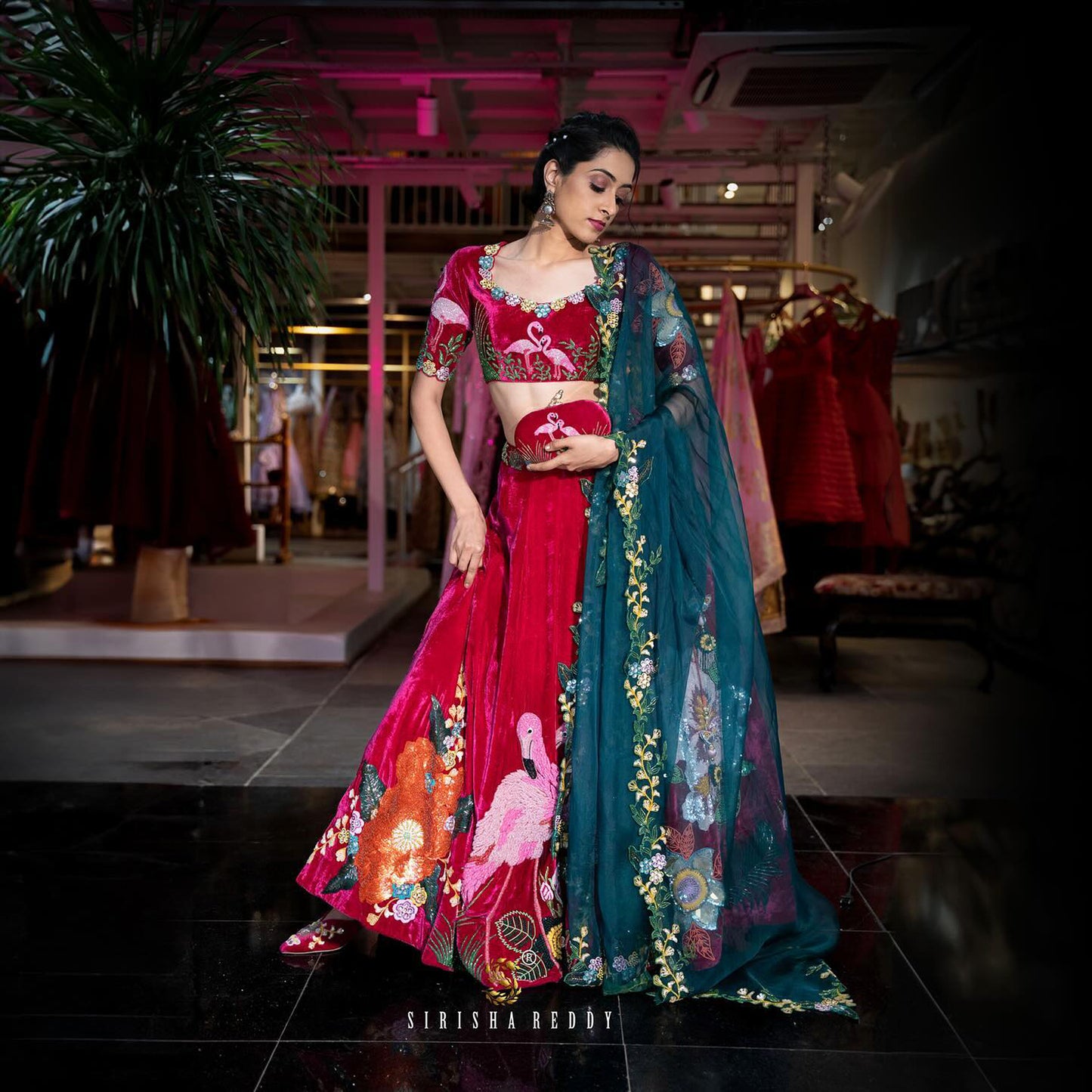 Magenta Pink Sequins Embroidered Designer Flying Soul Bridal Lehenga