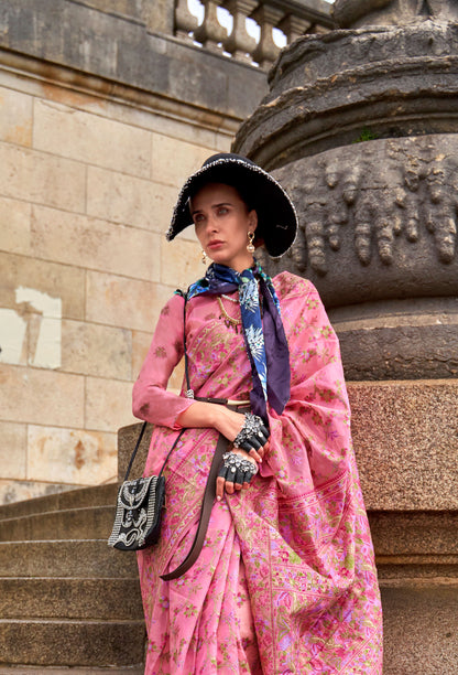 Pink Kaarsi Organza Silk Handloom Saree