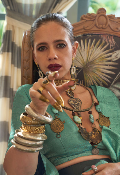 Sea Green Kalki Orchid Satin Tissue Handloom Saree