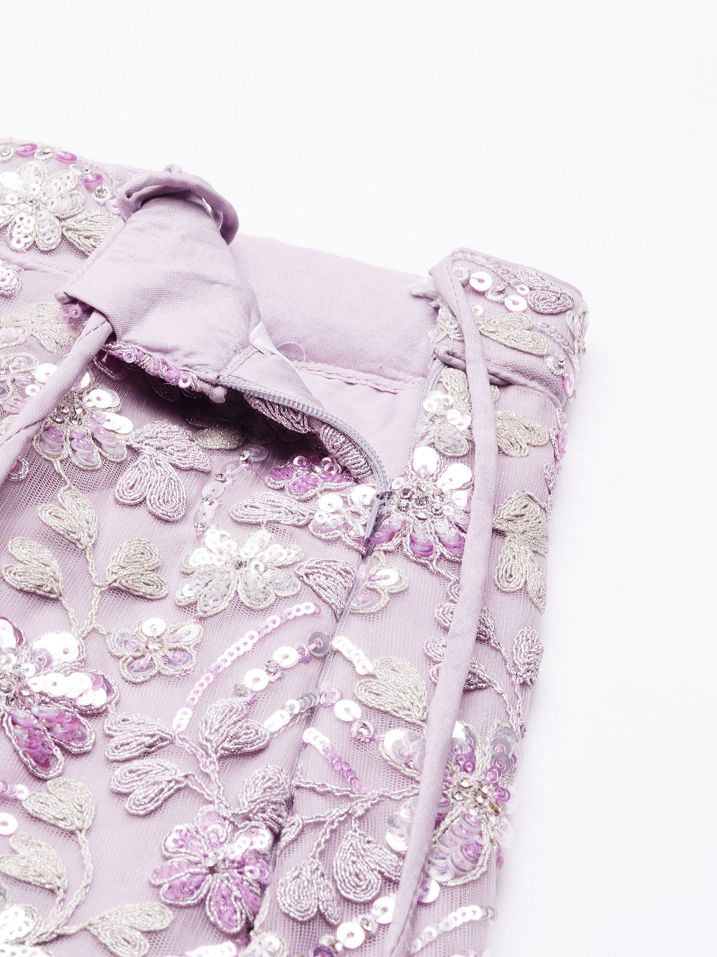 Lavender Net Sequins and Zarkan embroidery Lehenga