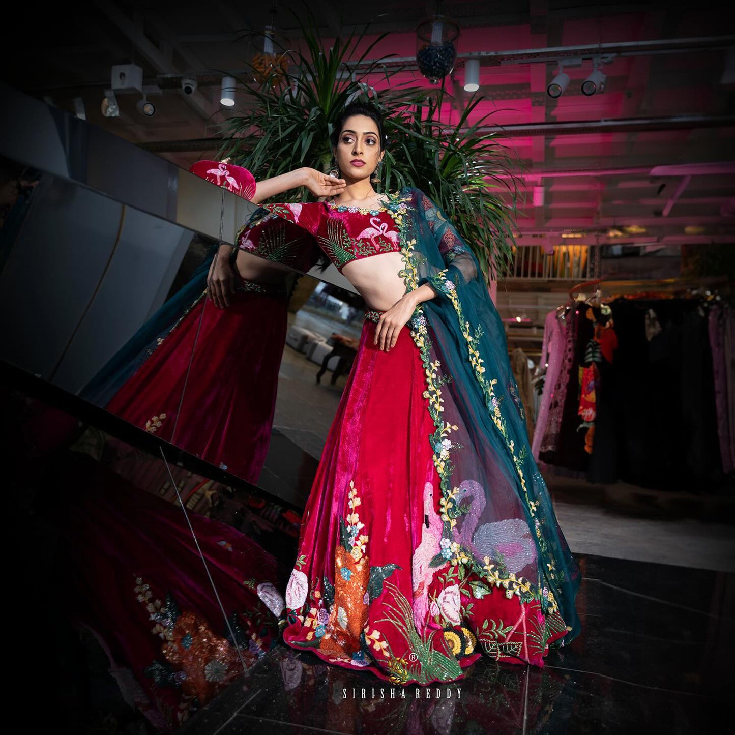 Magenta Pink Sequins Embroidered Designer Flying Soul Bridal Lehenga