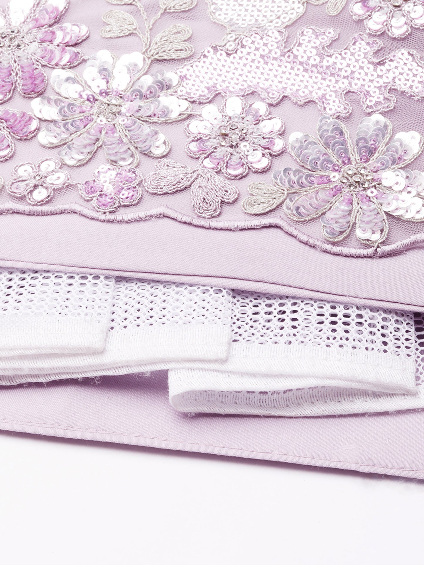 Lavender Net Sequins and Zarkan embroidery Lehenga