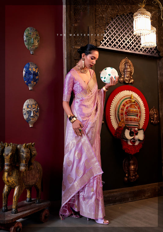 Lavender Kontina Satin Crepe Saree