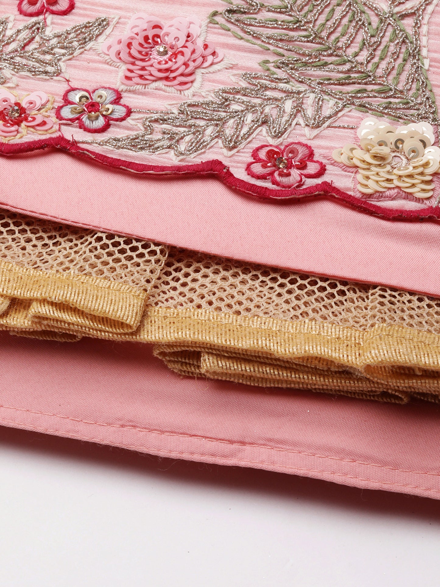 Pink Organza Sequins and Zarkan embroidery Lehenga