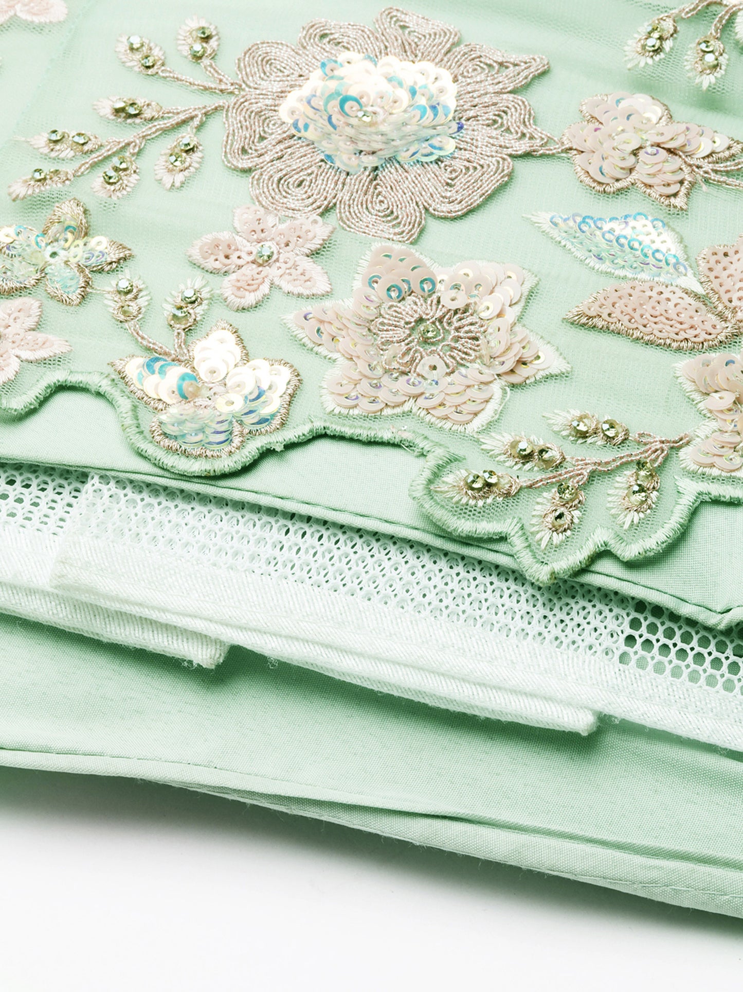 Lime Green Net Sequins Zarkan embroidery Lehenga