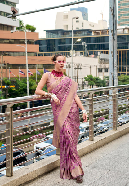 Mauve Butterscotch Handloom Kanchivaram Buttery Silk Saree