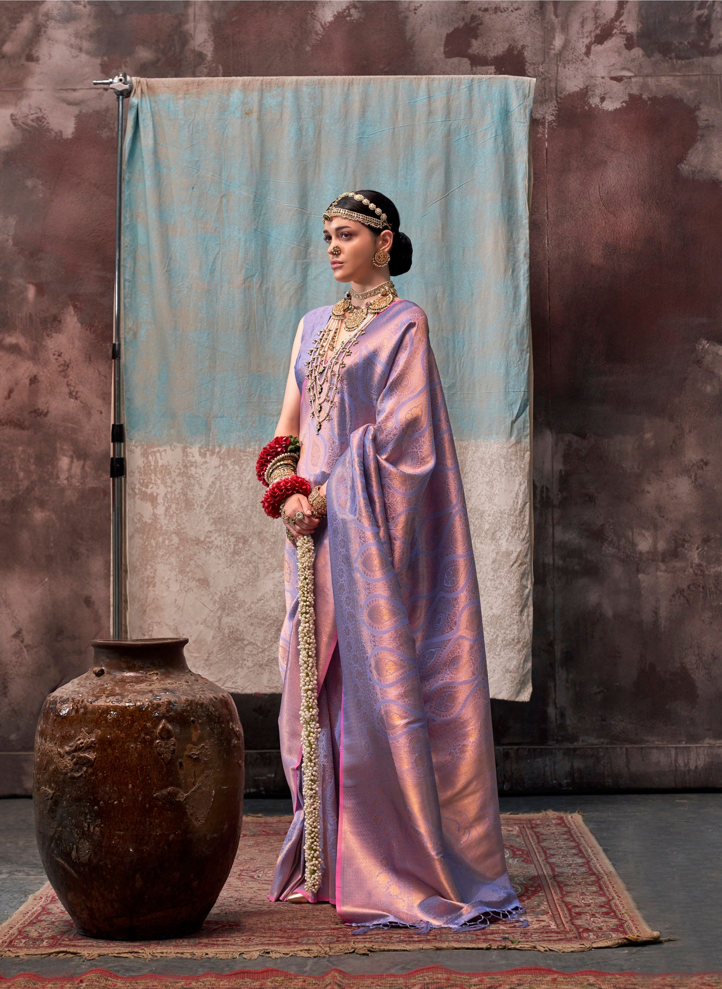 Mauve Kaala Savoy Handloom Silk Saree