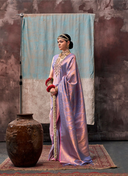 Mauve Kaala Savoy Handloom Silk Saree