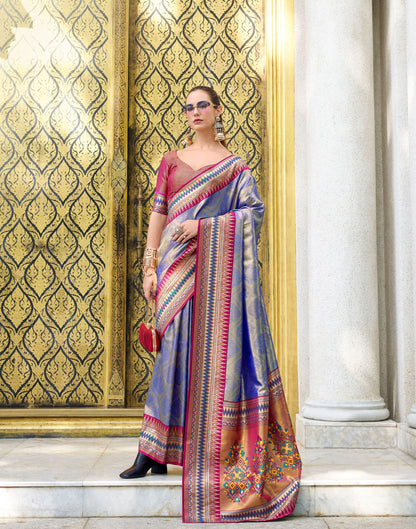 Blue Rajmata Tissue Silk Saree with Zari weaving