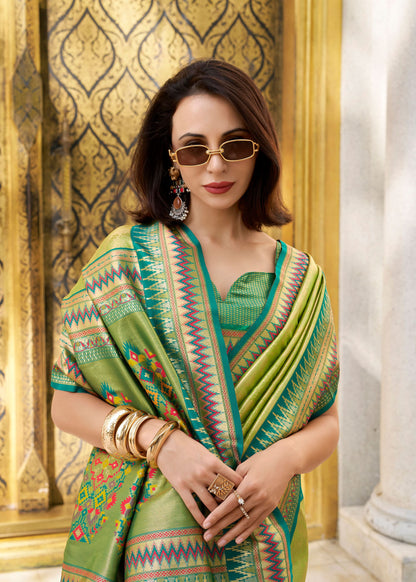 Light Green Rajmata Tissue Silk Saree with Zari weaving