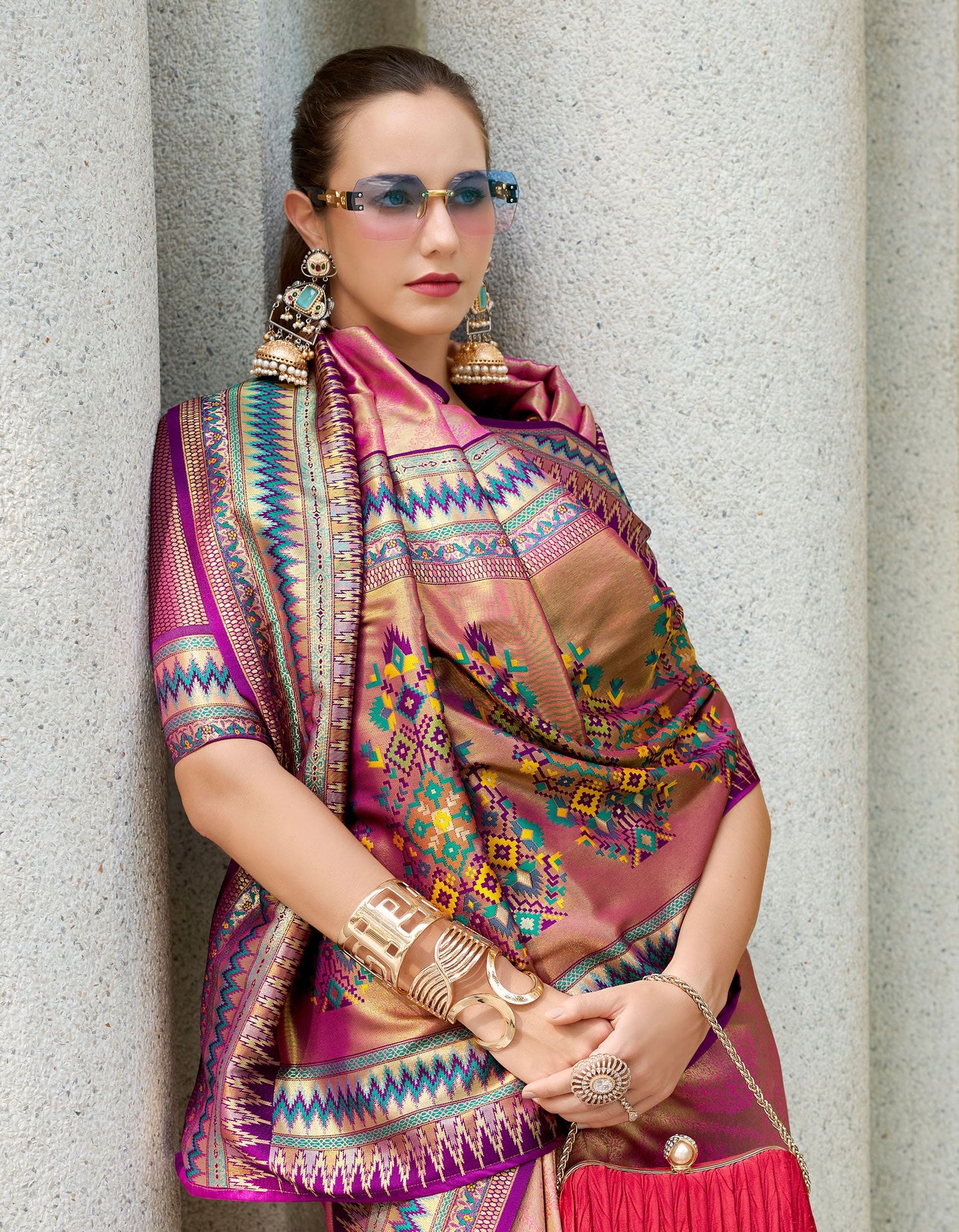 Pink Rajmata Tissue Silk Saree with Zari weaving