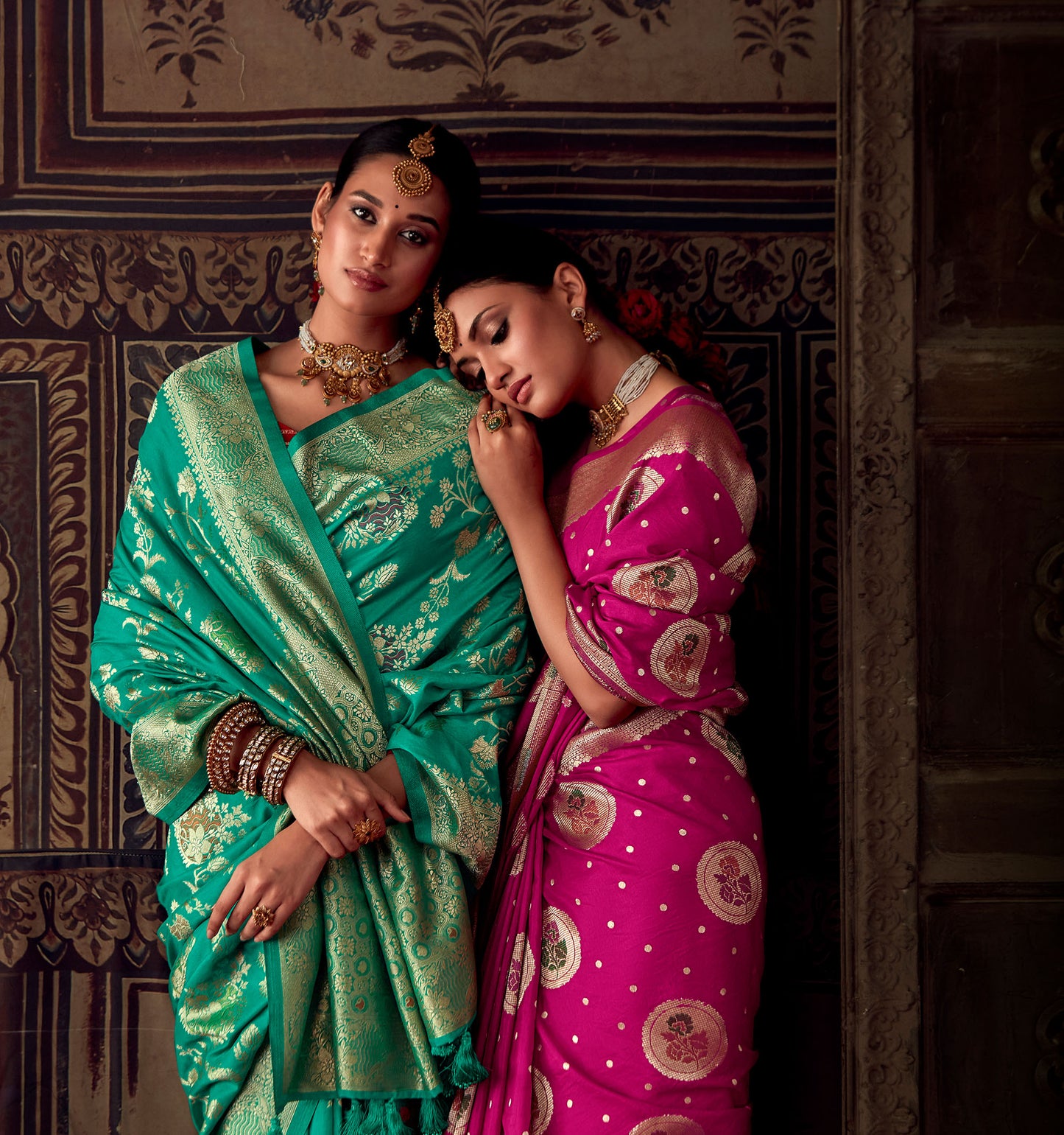 Green Banarasi Crepe Georgette Zari Woven Roopkala Saree