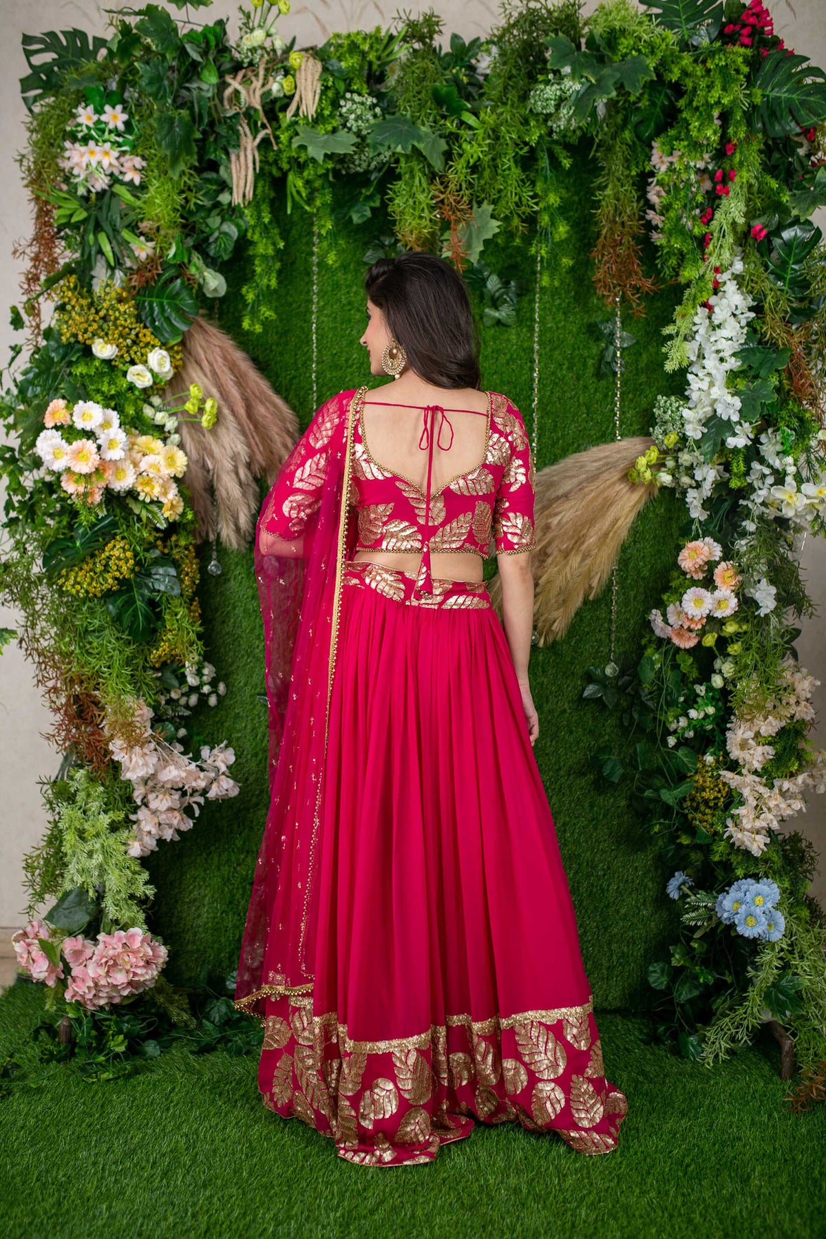Pink Georgette Sequins & Zari Embroidered Bridesmaid Lehenga