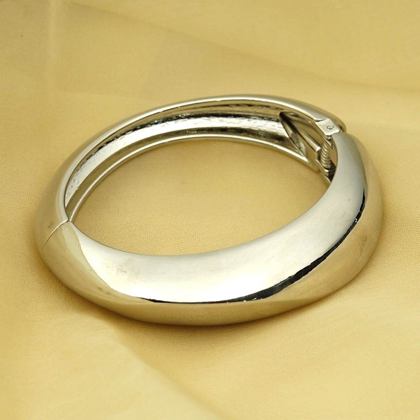 Zevar Club Silver Tone Stainless Steel Tarnish Free Waterproof Bold Dome Design Openable Statement Bracelet for Women