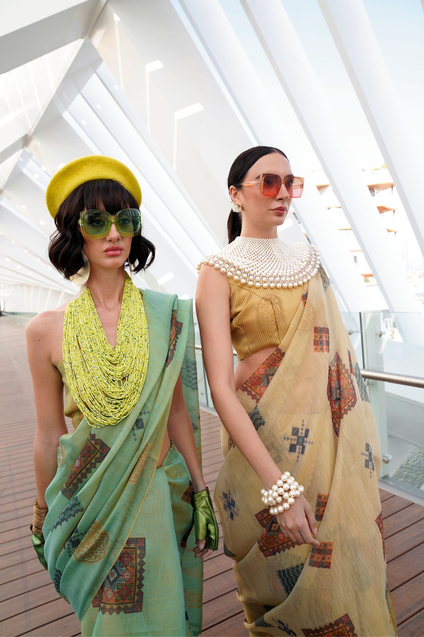 Mint Green Kroma Zari Tissue handwoven Printed Silk Saree