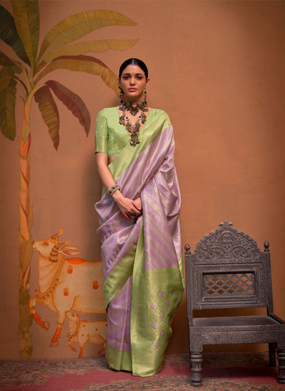 Lavender Kalamari Handloom Silk Saree