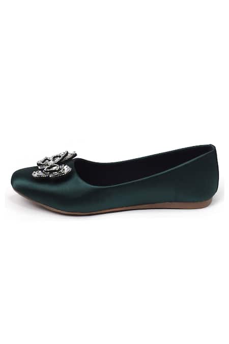 Green Butterfly Embellished Ballerinas