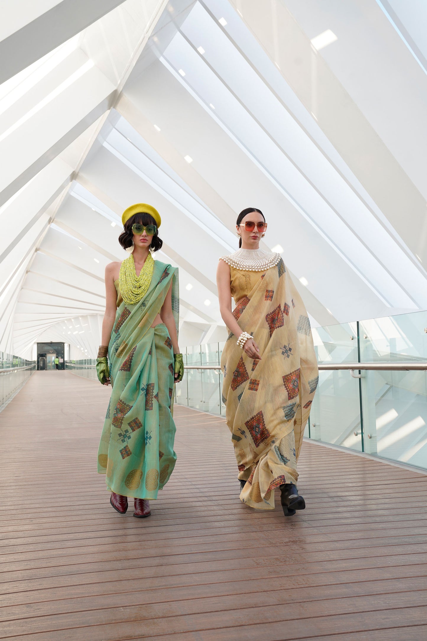 Mint Green Kroma Zari Tissue handwoven Printed Silk Saree