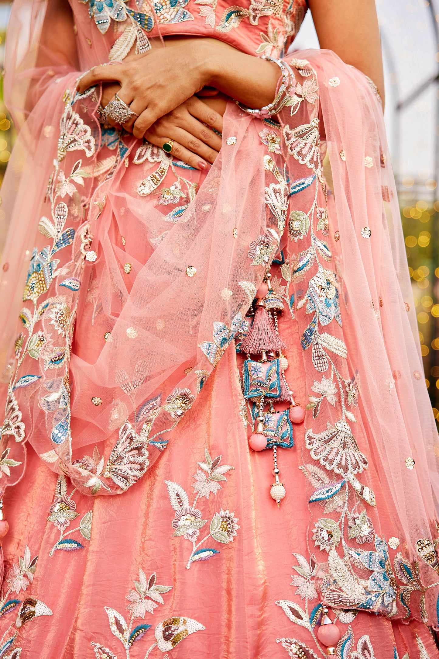 Orange colour with Sequinse & Thread embroidery Lehenga choli & Dupatta