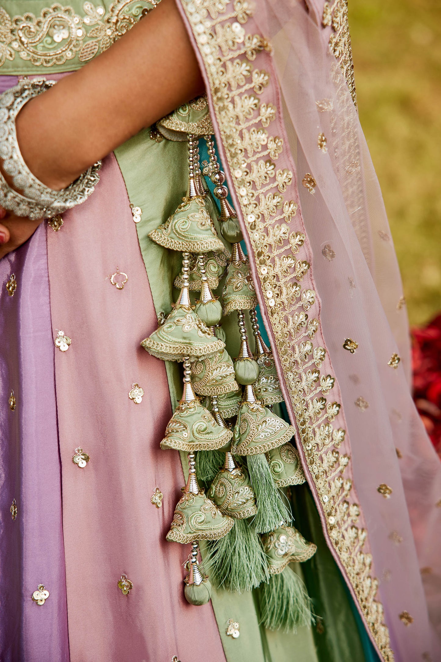 Pink Satin silk Fabric with Sequinse & Thread embroidery Lehenga choli & Dupatta
