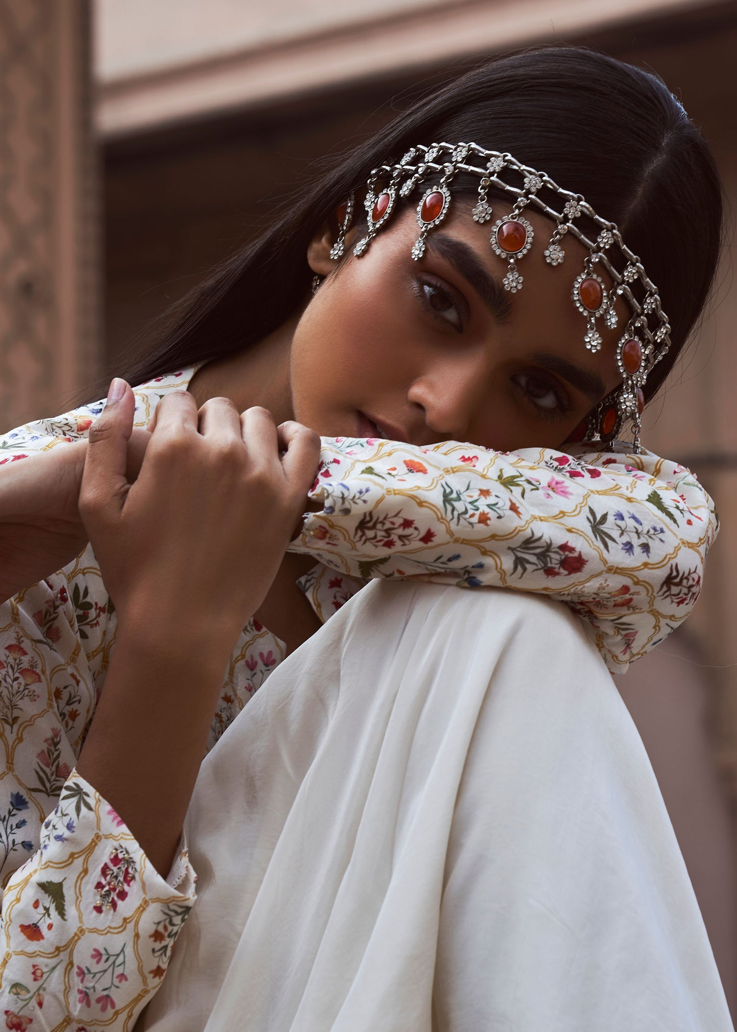 Mirza Handwork Mirza Jacket Set with Ivory Dhoti