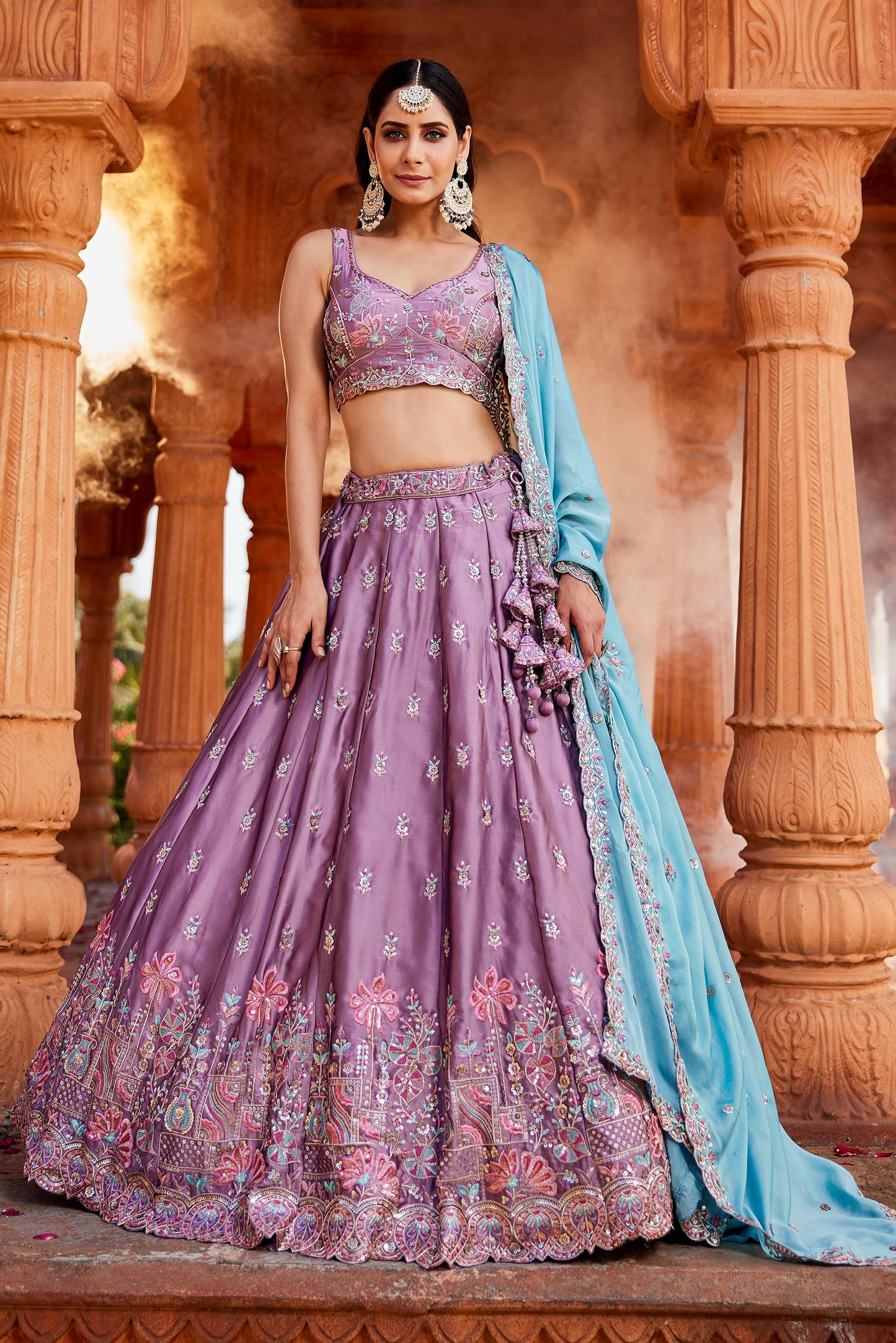 Lavender Georgette Sequins embroidery Lehenga choli & Dupatta