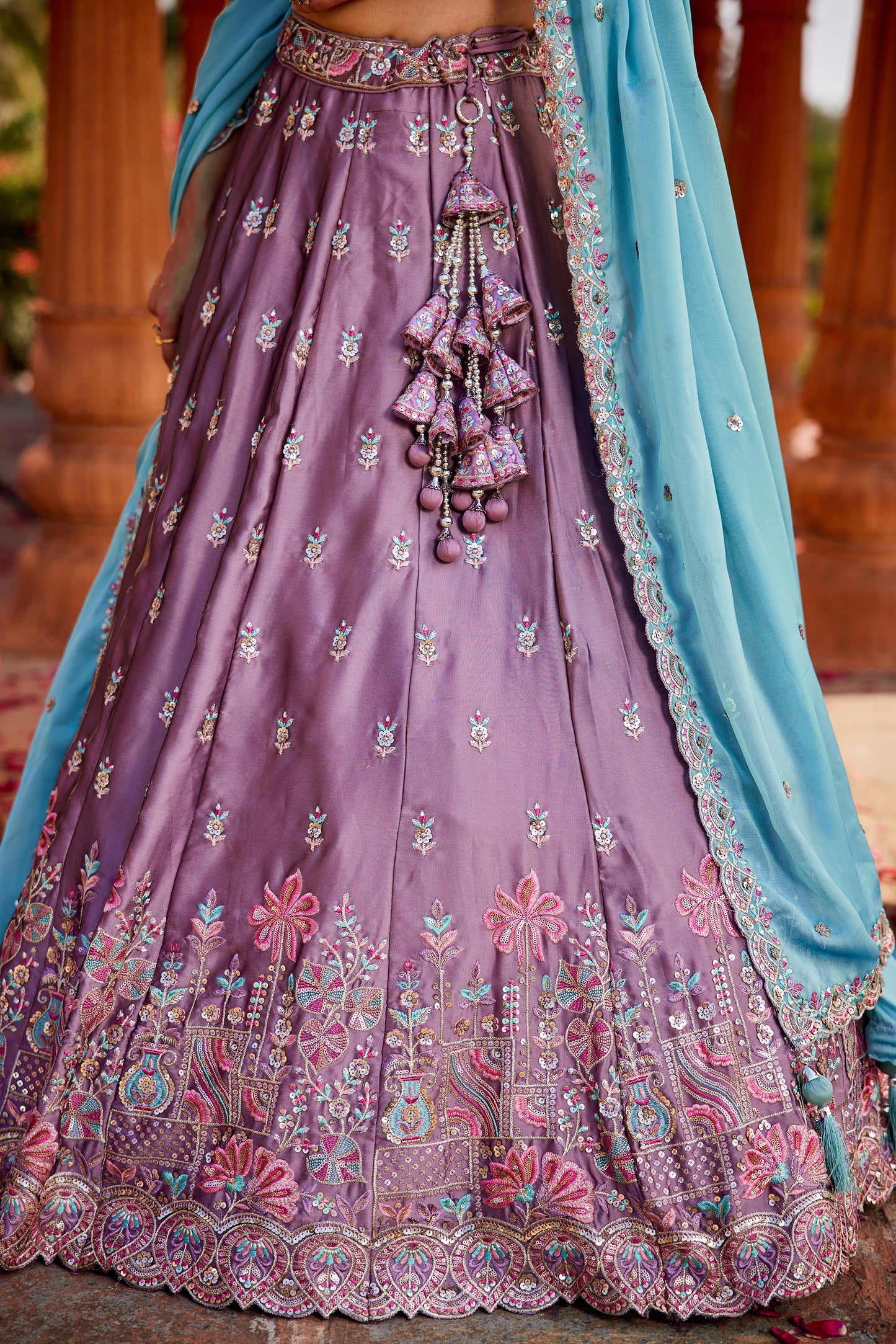 Lavender Georgette Sequins embroidery Lehenga choli & Dupatta