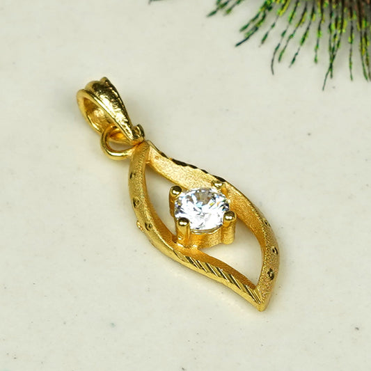 Zevar Club 18K Gold Plated Eye Design Pendant with White Cubic Zirconia Stone for Women