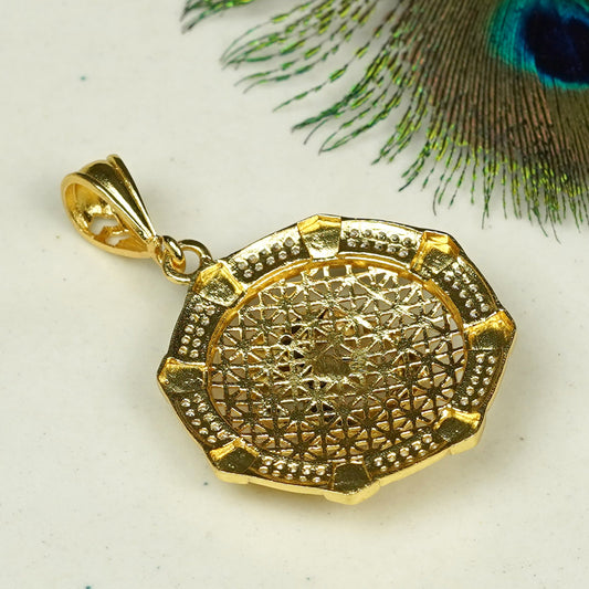 Zevar Club 18K Gold Plated Cubic Zirconia Studded Circular Om Design Pendant for Women