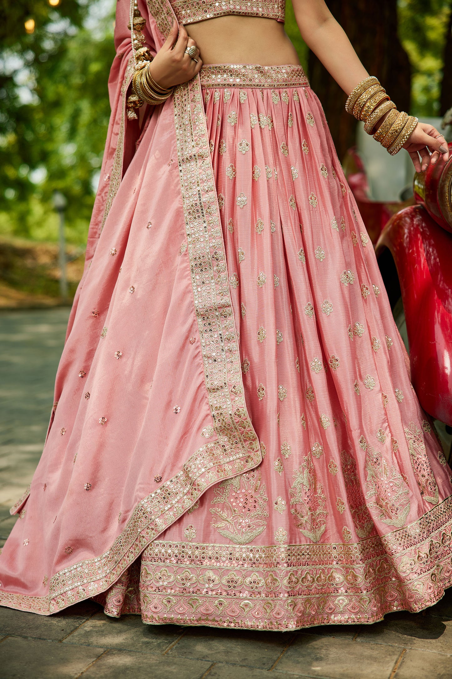 Pink colour Chiffon Sequins embroidery Lehenga choli & Dupatta