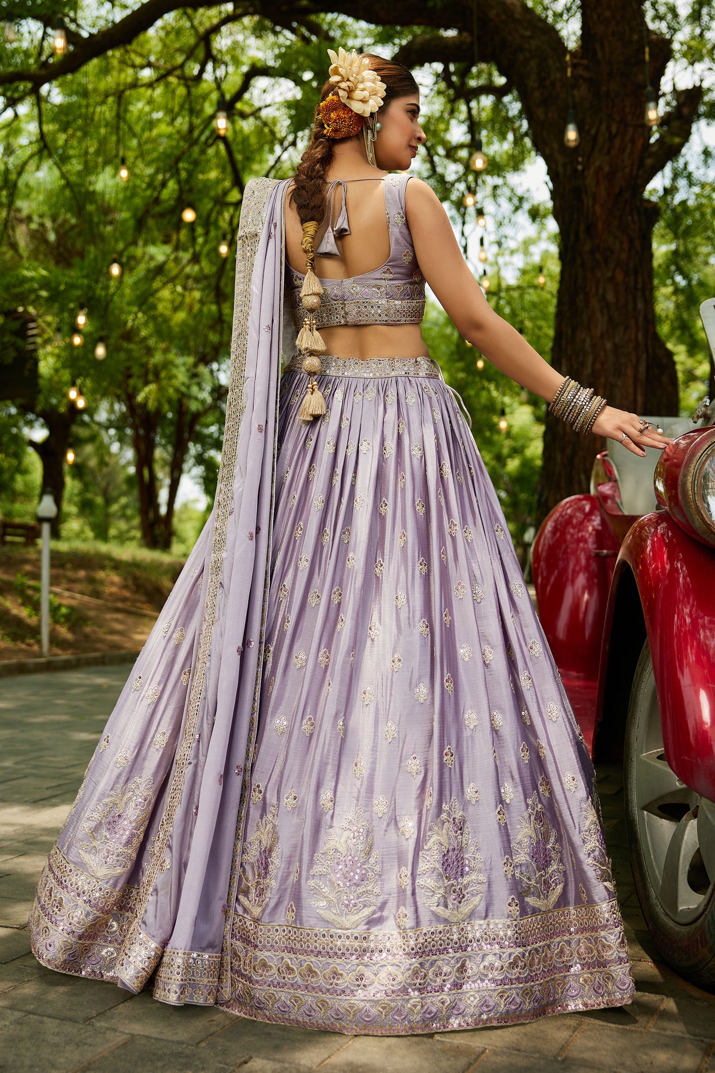 Mauve colour Chiffon Sequins embroidery Lehenga choli & Dupatta