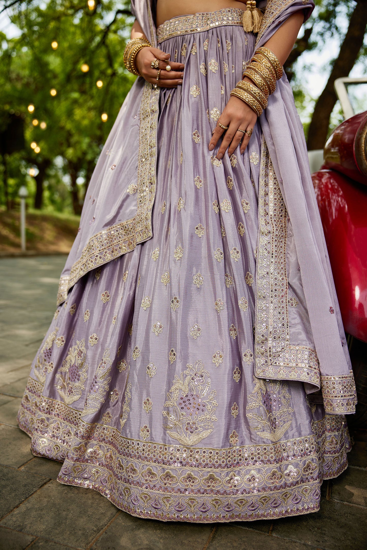 Mauve colour Chiffon Sequins embroidery Lehenga choli & Dupatta