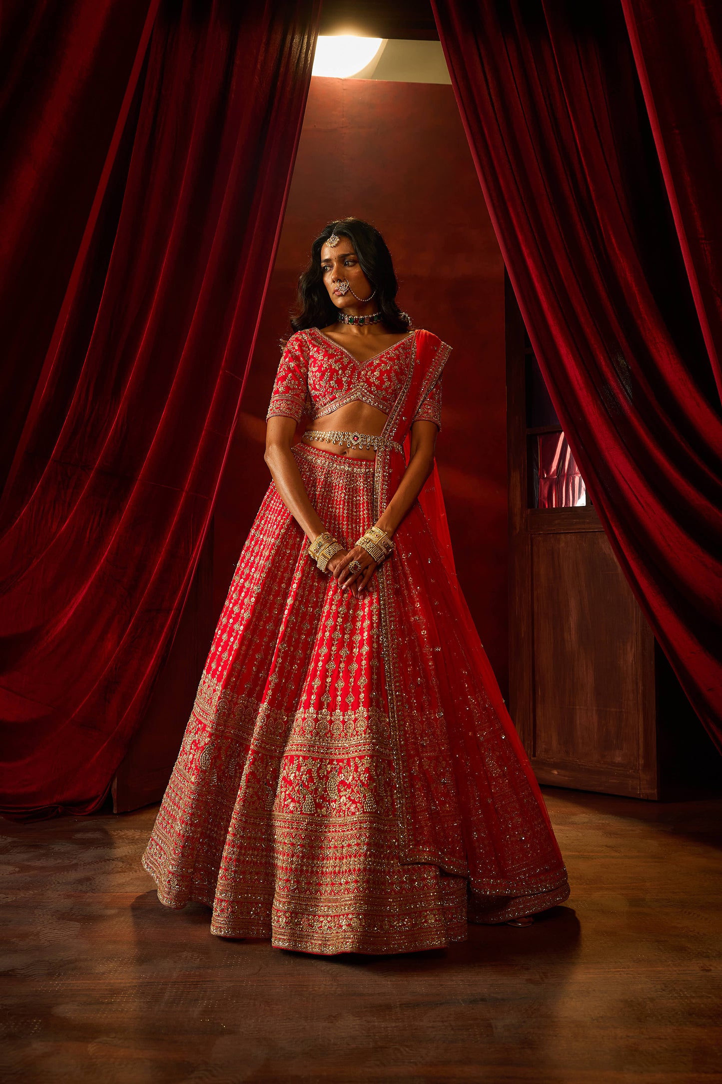 Rani Pink Raw Silk Hand & Machine Embroidered Lehenga Set