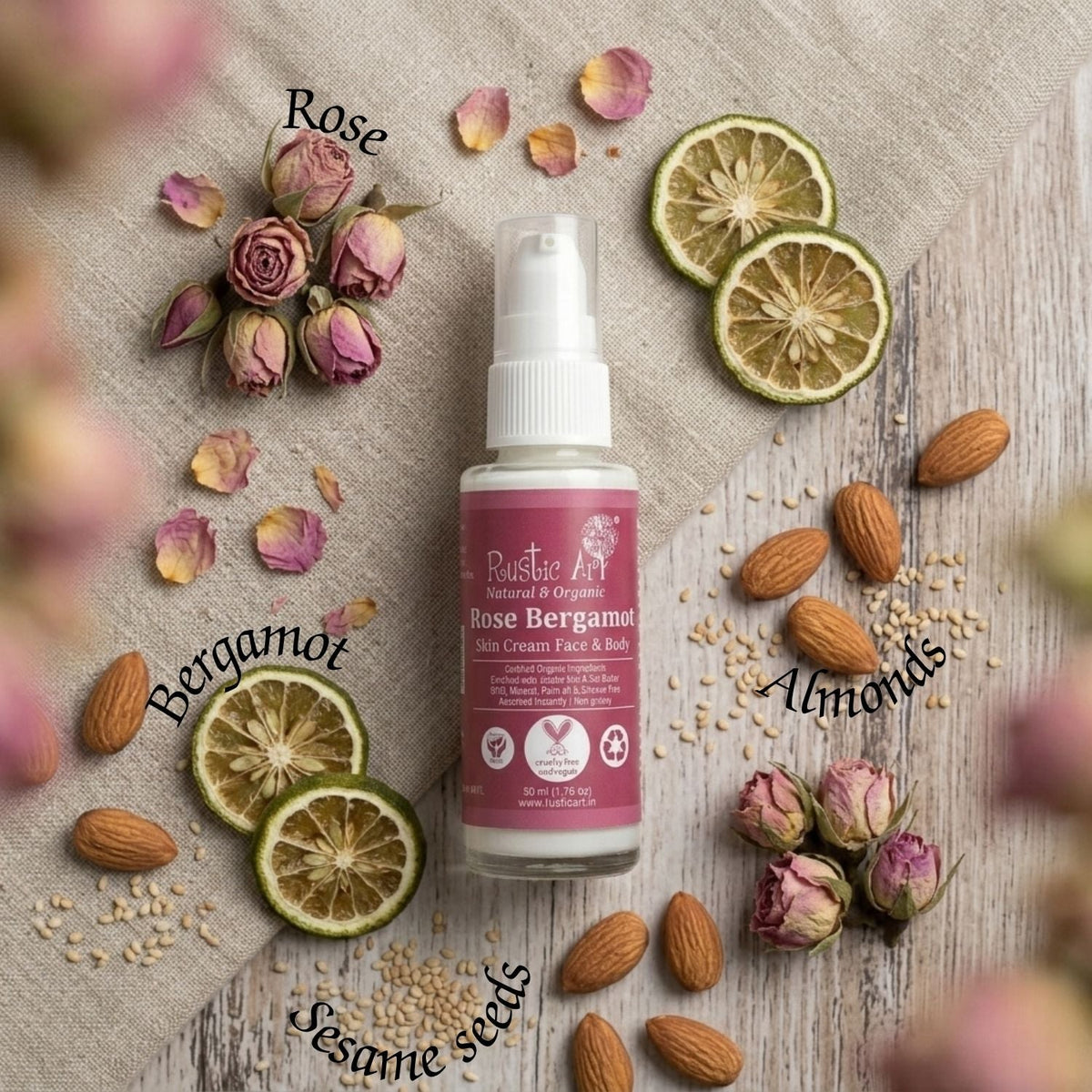 Rose Bergamot Skin Cream - Face & Body (50ml)