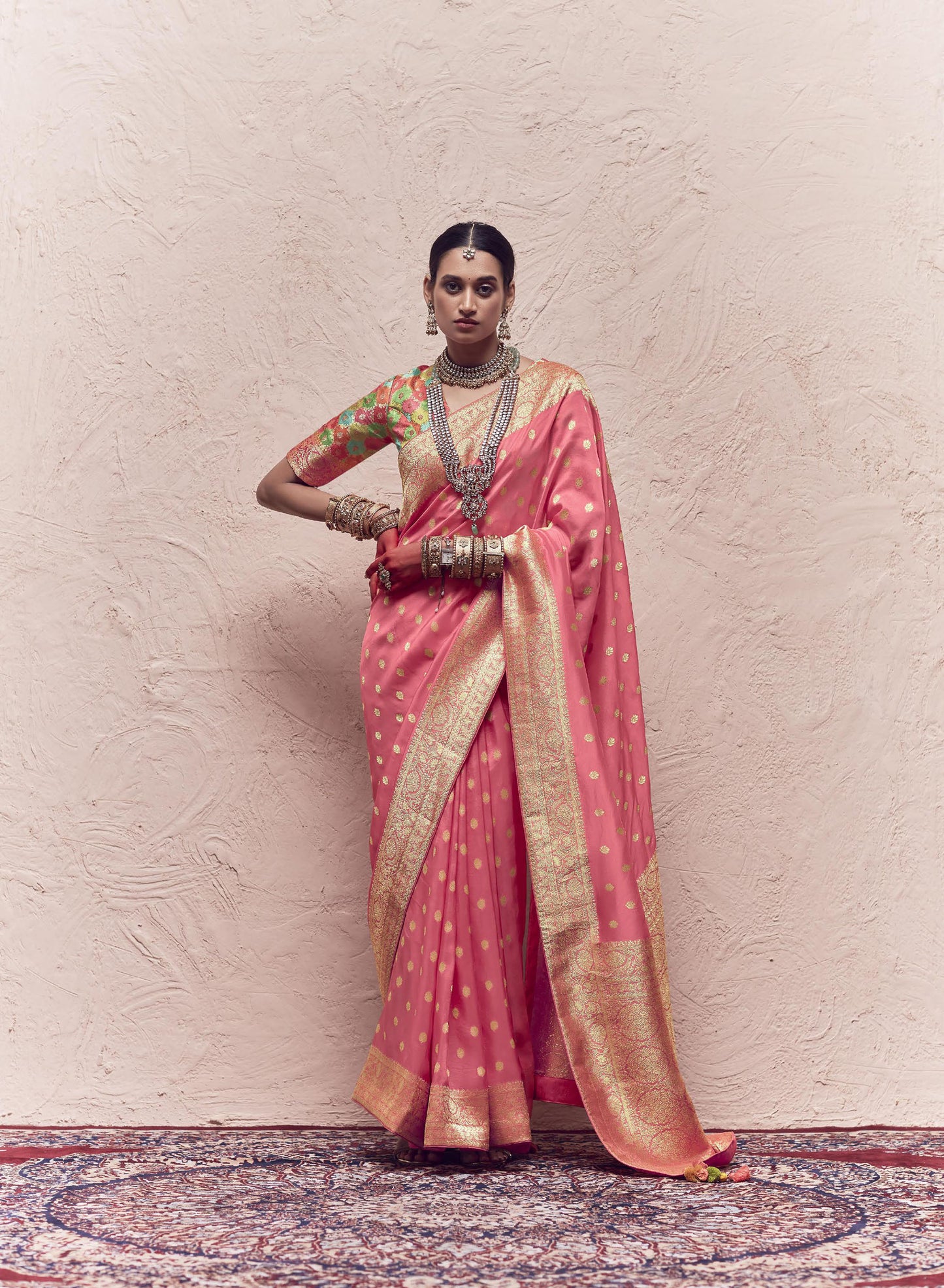 Pink Printed Kasturi Saree